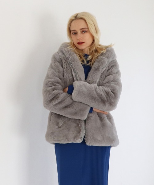 APPARIS（アパリス）の「【APPARIS/アパリス】ZIPフェイクファーコート（その他アウター・レディース・ブラック/グレー・34）」の17枚目の写真