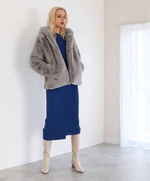 APPARIS（アパリス）の「【APPARIS/アパリス】ZIPフェイクファーコート（その他アウター・レディース・ブラック/グレー・34）」の16枚目の写真