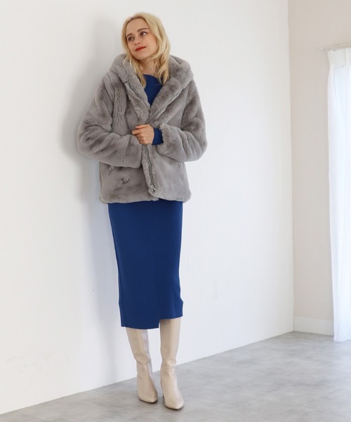 APPARIS（アパリス）の「【APPARIS/アパリス】ZIPフェイクファーコート（その他アウター・レディース・ブラック/グレー・34）」の15枚目の写真