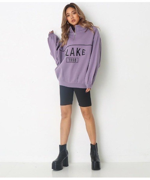 ANAP（アナップ）の「裏起毛ハーフジップ刺繍トップス（スウェット・レディース・ベージュ/パープル/ネイビー/オフホワイト・FREE）」の17枚目の写真