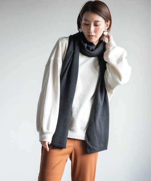 Chaco closet（チャコ クローゼット）の「7G天竺ロングボリュームマフラー（マフラー・レディース・ブラック/ベージュ/カーキ・FREE）」の6枚目の写真