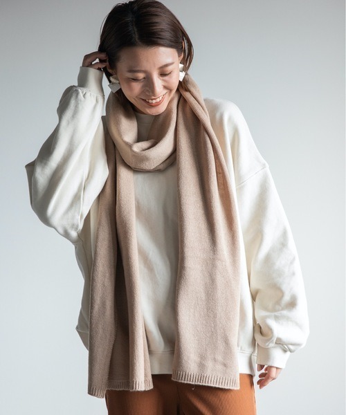 Chaco closet（チャコ クローゼット）の「7G天竺ロングボリュームマフラー（マフラー・レディース・ブラック/ベージュ/カーキ・FREE）」の10枚目の写真