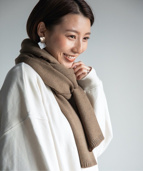 Chaco closet（チャコ クローゼット）の「7G天竺ロングボリュームマフラー（マフラー・レディース・ブラック/ベージュ/カーキ・FREE）」の13枚目の写真