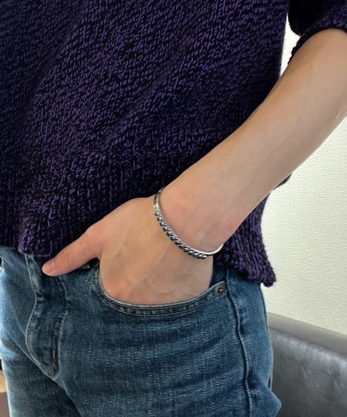 BEATJIVE（ビートジャイブ）の「ストーン シルバー バングル インディアン メンズ レディース（バングル/リストバンド・レディース・シルバー・FREE）」の3枚目の写真