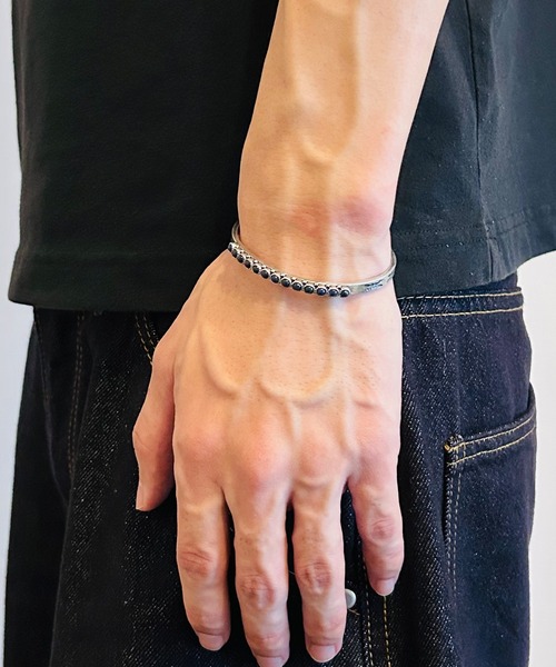 BEATJIVE（ビートジャイブ）の「ストーン シルバー バングル インディアン メンズ レディース（バングル/リストバンド・レディース・シルバー・FREE）」の6枚目の写真