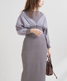 【WEB限定】シアーブラウスカーディガン×リブニットワンピース