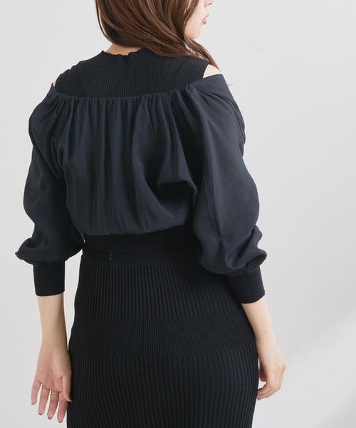 natural couture(ナチュラルクチュール)の「【WEB限定】シアーブラウスカーディガン×リブニットワンピース(ワンピース・レディース・ブラック/グレー/オフホワイト/グリーン/ピンクベージュ・FREE)」の19枚目の写真