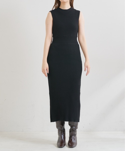 natural couture(ナチュラルクチュール)の「【WEB限定】シアーブラウスカーディガン×リブニットワンピース(ワンピース・レディース・ブラック/グレー/オフホワイト/グリーン/ピンクベージュ・FREE)」の18枚目の写真