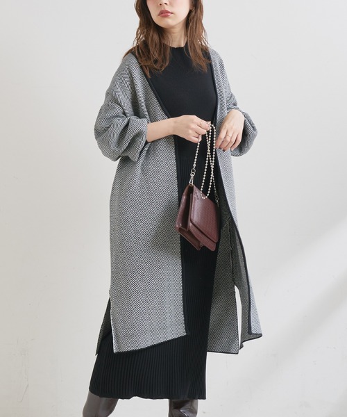 natural couture(ナチュラルクチュール)の「【WEB限定】シアーブラウスカーディガン×リブニットワンピース(ワンピース・レディース・ブラック/グレー/オフホワイト/グリーン/ピンクベージュ・FREE)」の15枚目の写真