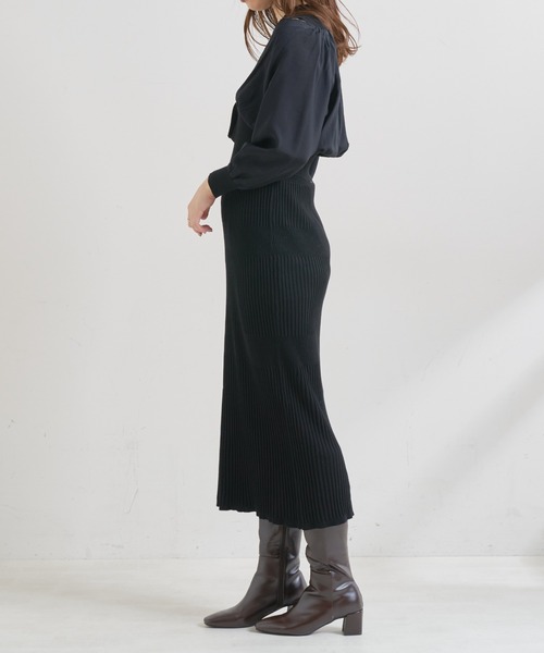 natural couture(ナチュラルクチュール)の「【WEB限定】シアーブラウスカーディガン×リブニットワンピース(ワンピース・レディース・ブラック/グレー/オフホワイト/グリーン/ピンクベージュ・FREE)」の17枚目の写真