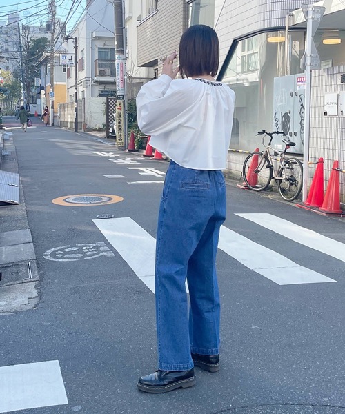 Alley by w closet(アリーバイダブルクローゼット)の「【Alley】ハイウエストコルセットデニムパンツ(デニムパンツ・レディース・ブルー/キナリ・FREE)」の19枚目の写真