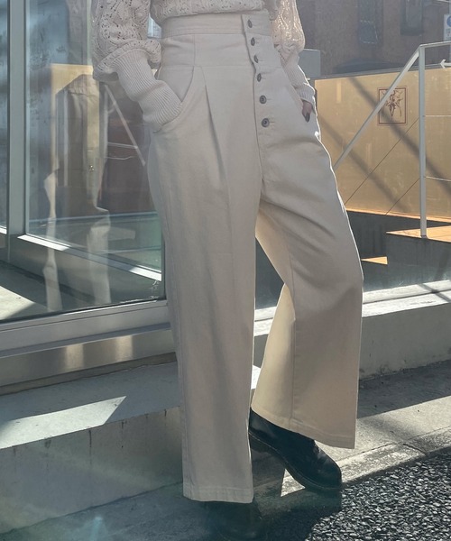 Alley by w closet(アリーバイダブルクローゼット)の「【Alley】ハイウエストコルセットデニムパンツ(デニムパンツ・レディース・ブルー/キナリ・FREE)」の8枚目の写真