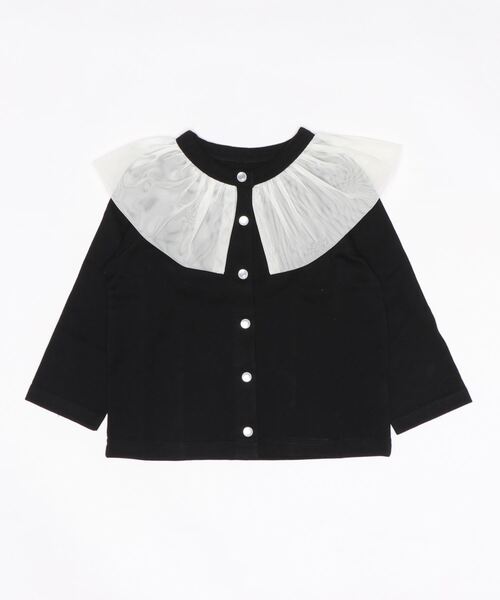 maarook(マルーク)の「天竺チュールフリルカーディガン(カーディガン/ボレロ・キッズ・ブルー/ブラック/ピンク・90cm/120cm/110cm/130cm/100cm)」の6枚目の写真
