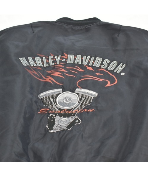 Harley-Davidson(ハーレーダビッドソン)の「【ヴィンテージ古着】90's Harley-Davidson/ハーレーダビッドソン 刺繍ロゴ MA-1 リブブルゾン(MA-1・メンズ・ブラック・LARGE)」の2枚目の写真