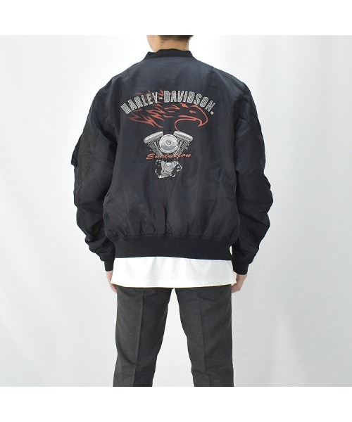Harley-Davidson(ハーレーダビッドソン)の「【ヴィンテージ古着】90's Harley-Davidson/ハーレーダビッドソン 刺繍ロゴ MA-1 リブブルゾン(MA-1・メンズ・ブラック・LARGE)」の7枚目の写真