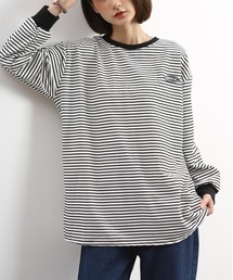 ボーダー柄 クルーネックビッグTシャツ