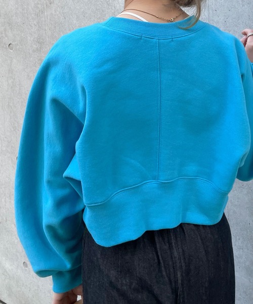 w closet(ダブルクローゼット)の「刺繍入りクロップドスウェット(スウェット・レディース・オフホワイト/ブルー/スミクロ・FREE)」の20枚目の写真