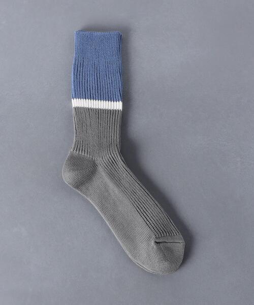 ROTOTO（ロトト）の「＜ROTOTO（ロトト）＞ バイカラーリブ ソックス（ソックス/靴下・メンズ・ライトブルー/ブラック/イエロー/オレンジ・FREE）」の3枚目の写真