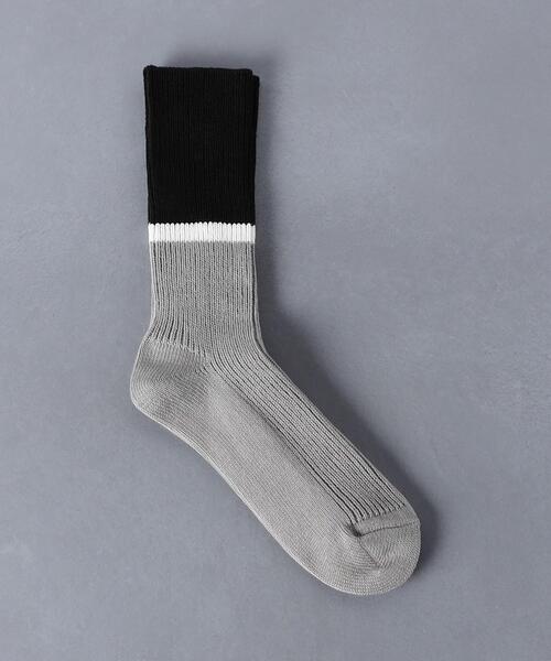 ROTOTO（ロトト）の「＜ROTOTO（ロトト）＞ バイカラーリブ ソックス（ソックス/靴下・メンズ・ライトブルー/ブラック/イエロー/オレンジ・FREE）」の2枚目の写真