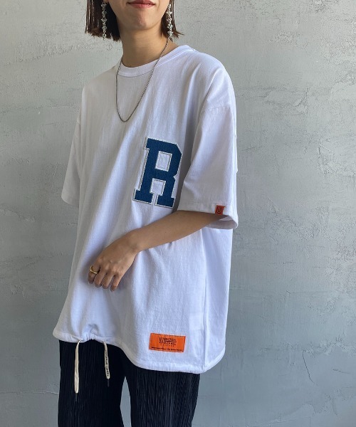 UNIVERSAL OVERALL（ユニバーサルオーバーオール）の「[UNIVERSAL OVERALL/ユニバーサルオーバーオール] 別注  ショートスリーブスタジャンTシャツ（Tシャツ/カットソー・レディース・ホワイト×ネイビー/ブラック/グリーン/ホワイト・L/S/M）」の2枚目の写真