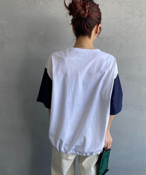 UNIVERSAL OVERALL（ユニバーサルオーバーオール）の「[UNIVERSAL OVERALL/ユニバーサルオーバーオール] 別注  ショートスリーブスタジャンTシャツ（Tシャツ/カットソー・レディース・ホワイト×ネイビー/ブラック/グリーン/ホワイト・L/S/M）」の22枚目の写真