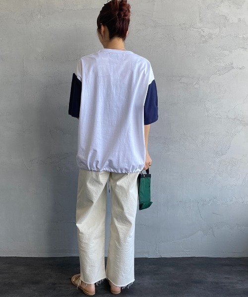 UNIVERSAL OVERALL（ユニバーサルオーバーオール）の「[UNIVERSAL OVERALL/ユニバーサルオーバーオール] 別注  ショートスリーブスタジャンTシャツ（Tシャツ/カットソー・レディース・ホワイト×ネイビー/ブラック/グリーン/ホワイト・L/S/M）」の21枚目の写真