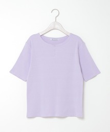 メランジリブ5分袖tee