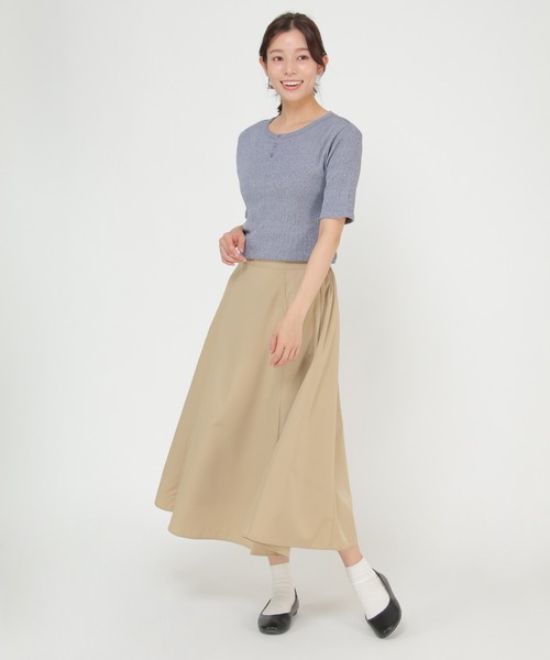 LBC(エルビーシー)の「メランジリブ5分袖tee(Tシャツ/カットソー・レディース・オフホワイト/イエロー/チャコールグレー/ライトパープル・L/M)」の10枚目の写真
