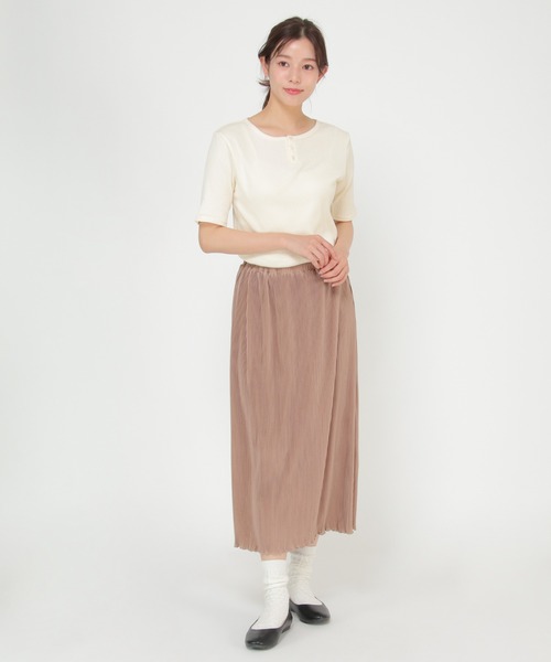 LBC(エルビーシー)の「メランジリブ5分袖tee(Tシャツ/カットソー・レディース・オフホワイト/イエロー/チャコールグレー/ライトパープル・L/M)」の11枚目の写真
