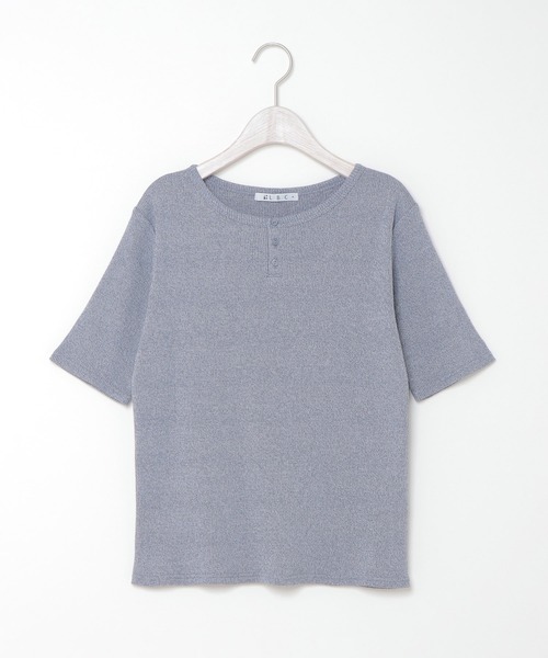 LBC(エルビーシー)の「メランジリブ5分袖tee(Tシャツ/カットソー・レディース・オフホワイト/イエロー/チャコールグレー/ライトパープル・L/M)」の7枚目の写真