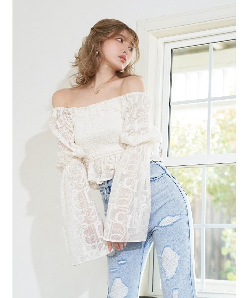 Darich（ダーリッチ）の「Darlingレースシャーリングトップス（シャツ/ブラウス・レディース・ホワイト/ブラック/イエロー系その他・FREE）」の17枚目の写真