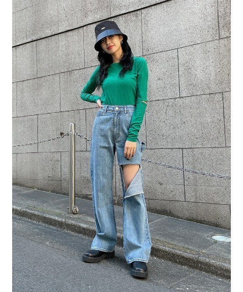 ENVYM(アンビー)の「スリーブカットTOPS(Tシャツ/カットソー・レディース・グリーン/ホワイト/ブラック・FREE)」の9枚目の写真