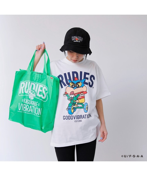RUDIE'S(ルーディーズ)の「RUDIE'S x CRAYON SHINCHAN KASUKABE VIBRATION SHOPPINGBAG / ルーディーズ × クレヨンしんちゃん カスカベ バイブレーション ショッピング バッグ(エコバッグ/サブバッグ・メンズ・ブラック/レッド/グリーン系1・FREE)」の3枚目の写真