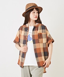 CUBE SUGAR | 先染めチェックドルマンスリーブ半袖シャツ(シャツ/ブラウス)