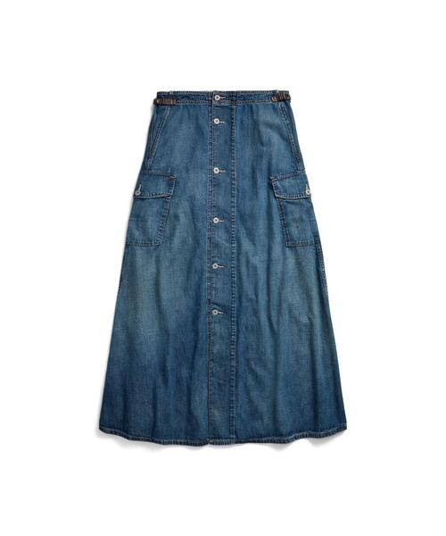 RRL(ダブル アール エル)の「ボタンフロント デニム スカート(デニムスカート・レディース・ブルー・1/2/3/4)」の4枚目の写真
