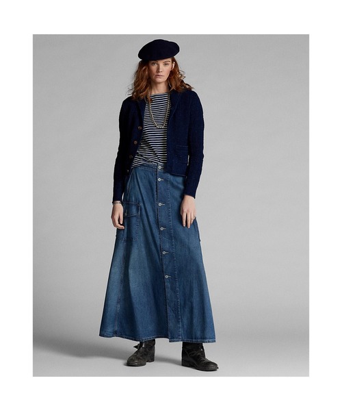 RRL(ダブル アール エル)の「ボタンフロント デニム スカート(デニムスカート・レディース・ブルー・1/2/3/4)」の2枚目の写真