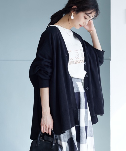 CRAFT STANDARD BOUTIQUE（クラフトスタンダードブティック）の「【ウォッシャブル】Vネックカーディガン　＊◆（カーディガン/ボレロ・レディース・ブラック/ブルー/ベージュ・FREE）」の2枚目の写真