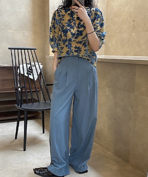 chuclla(チュクラ)の「ベルベット フローラル柄 シアートップ chw22s087【2022/SS】(シャツ/ブラウス・レディース・ブルー/グリーン・FREE)」の15枚目の写真