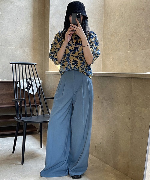 chuclla(チュクラ)の「ベルベット フローラル柄 シアートップ chw22s087【2022/SS】(シャツ/ブラウス・レディース・ブルー/グリーン・FREE)」の17枚目の写真