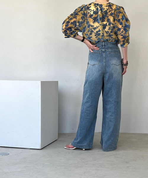 chuclla(チュクラ)の「ベルベット フローラル柄 シアートップ chw22s087【2022/SS】(シャツ/ブラウス・レディース・ブルー/グリーン・FREE)」の11枚目の写真