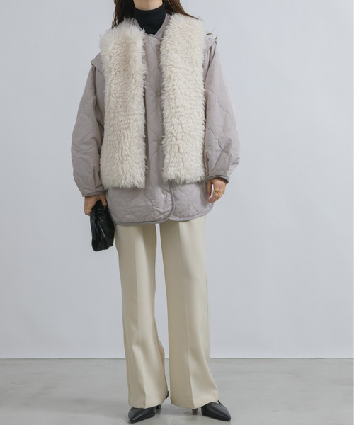 NEUNA（ヌナ）の「【袖部分取り外し可能でベストとしても使える！】【薄手素材で長い季節着用できる】2wayキルティングアウター（ブルゾン・レディース・ブラック/カーキ/グレイッシュベージュ・FREE）」の15枚目の写真