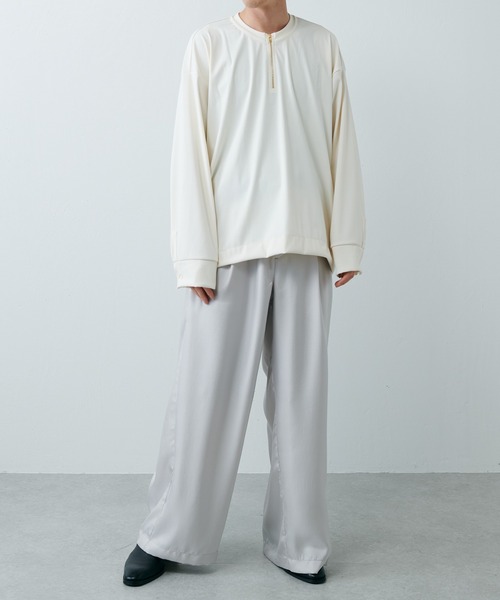 Lui's（ルイス）の「カフス付 ハーフZIPカットソー（Tシャツ/カットソー・メンズ・ライトグレー/ブラック/オフホワイト・FREE）」の17枚目の写真