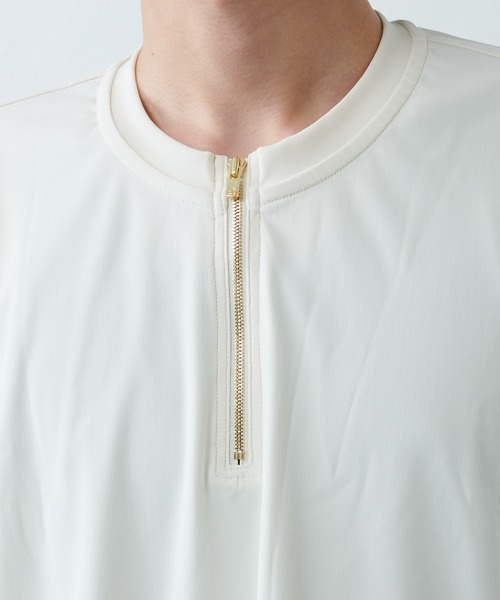 Lui's（ルイス）の「カフス付 ハーフZIPカットソー（Tシャツ/カットソー・メンズ・ライトグレー/ブラック/オフホワイト・FREE）」の13枚目の写真