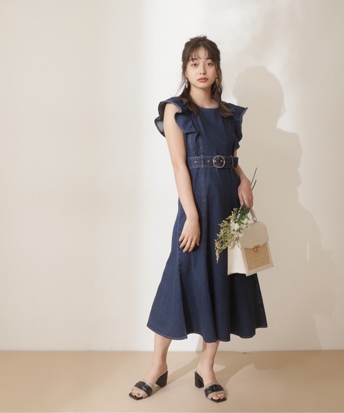 PROPORTION BODY DRESSING（プロポーションボディドレッシング）の「【美人百花6月号タイアップ商品】デニムマーメイドワンピース / 1212140501（ワンピース・レディース・ダークネイビー/ブラック・MEDIUM/SMALL）」の3枚目の写真