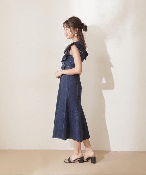 PROPORTION BODY DRESSING（プロポーションボディドレッシング）の「【美人百花6月号タイアップ商品】デニムマーメイドワンピース / 1212140501（ワンピース・レディース・ダークネイビー/ブラック・MEDIUM/SMALL）」の6枚目の写真