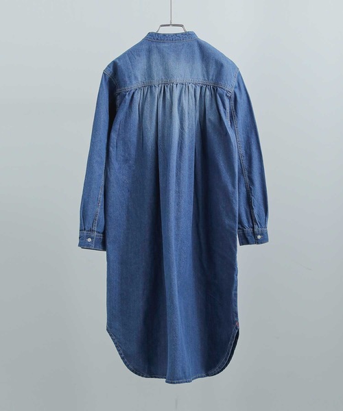 Fashion Letter（ファッションレター）の「ノーカラーデニムシャツワンピース（シャツワンピース・レディース・ブルー/ネイビー・LL～3L/M～Ｌ/4L～5L）」の14枚目の写真