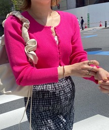 短丈リブカーディガン