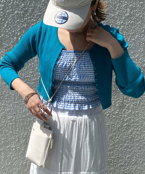 archives（アルシーヴ）の「短丈リブカーディガン（ニット/セーター・レディース・オフホワイト/ブラック/ブルー/ピンク/オレンジ・MEDIUM）」の4枚目の写真