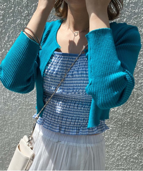 archives（アルシーヴ）の「短丈リブカーディガン（ニット/セーター・レディース・オフホワイト/ブラック/ブルー/ピンク/オレンジ・MEDIUM）」の13枚目の写真