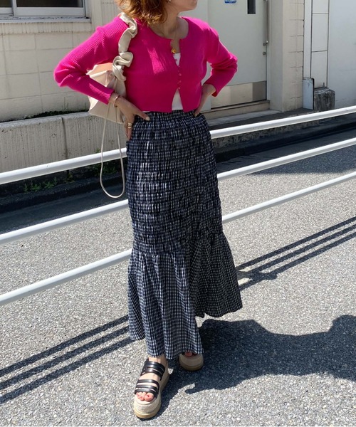 archives（アルシーヴ）の「短丈リブカーディガン（ニット/セーター・レディース・オフホワイト/ブラック/ブルー/ピンク/オレンジ・MEDIUM）」の10枚目の写真